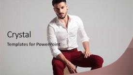  Presentation with look - Amazing PPT layouts having burgundy backrounfds - attractive man gives serious look backdrop and a soft green colored foreground