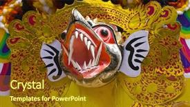  Presentation with tower - Presentation theme with burial ceremony - balinese cremation tower background and a  colored foreground