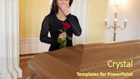  Presentation with people crying - Slide set featuring burial people and mourning concept background and a tawny brown colored foreground