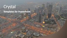  Presentation with dubai evening skyline luxury district - Slide set featuring burj khalifa - dubai city skyline main road background and a gray colored foreground