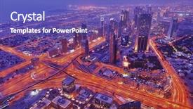  Presentation with dubai - Slide set with burj khalifa - dubai city skyline main road background and a violet colored foreground