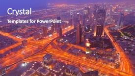  Presentation with khalifa - Presentation design featuring burj khalifa - dubai city skyline main road background and a violet colored foreground