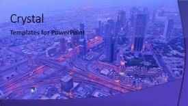  Presentation with khalifa - Colorful presentation theme enhanced with burj khalifa - dubai city skyline main road backdrop and a light blue colored foreground