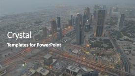  Presentation with dubai evening skyline luxury district - Amazing presentation theme having burj khalifa - dubai city skyline main road backdrop and a gray colored foreground