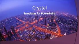  Presentation with khalifa - Colorful presentation theme enhanced with burj khalifa - dubai city skyline main road backdrop and a cobalt blue colored foreground