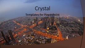  Presentation with dubai - Audience pleasing presentation design consisting of burj khalifa - dubai city skyline main road backdrop and a teal colored foreground