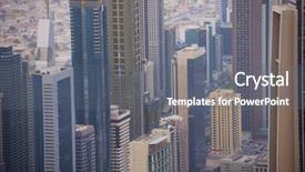  Presentation with khalifa - Cool new slide set with burj khalifa - dubai city skyline main road backdrop and a gray colored foreground