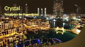  Presentation with khalifa - Colorful PPT theme enhanced with burj khalifa - dubai downtown at night backdrop and a tawny brown colored foreground