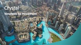  Presentation with khalifa - Colorful slides enhanced with burj khalifa - dubai panorama from tall building backdrop and a gray colored foreground