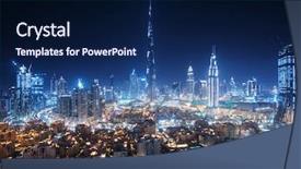  Presentation with khalifa - PPT theme having burj khalifa - dubai skyline united arab emirates background and a navy blue colored foreground