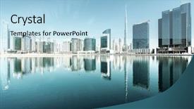  Presentation with khalifa - Beautiful presentation theme featuring burj khalifa - dubai skyline united arab emirates backdrop and a light blue colored foreground