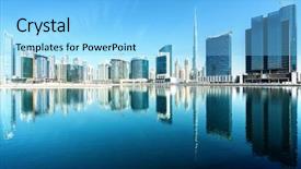  Presentation with khalifa - Presentation theme having burj khalifa - dubai skyline united arab emirates background and a light blue colored foreground