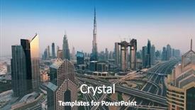  Presentation with khalifa - Colorful slides enhanced with burj khalifa - dubai sunset panoramic view backdrop and a dark gray colored foreground