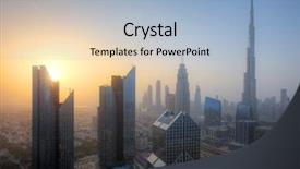  Presentation with khalifa - Audience pleasing PPT layouts consisting of burj khalifa - dubai sunset panoramic view backdrop and a light blue colored foreground