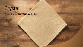  Presentation with napkin - Slide set featuring burlap - cloth napkin on wooden background background and a coral colored foreground