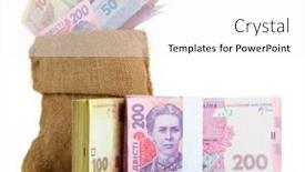  Presentation with bag - Presentation theme consisting of burlap-bag-with-ukrainian-money background and a white colored foreground