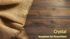  Presentation with wooden - Presentation featuring burlap hessian sacking on wooden background and a tawny brown colored foreground