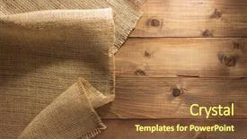  Presentation with rustic wood wooden frame - Cool new slide set with burlap hessian sacking on wooden backdrop and a tawny brown colored foreground