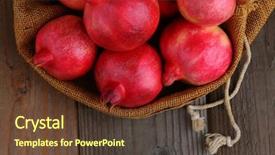  Presentation with pomegranates - PPT theme having punica granatum - burlap sack filled with pomegranates background and a tawny brown colored foreground