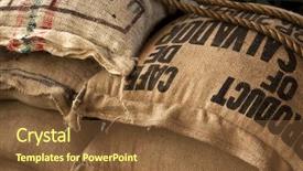  Presentation with coffee beans - Colorful slide set enhanced with burlap sacks with coffee backdrop and a tawny brown colored foreground