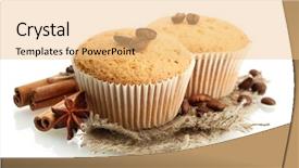  Presentation with muffin - Colorful PPT theme enhanced with burlap spices and coffee backdrop and a yellow colored foreground