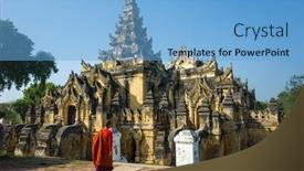  Presentation with heritage - Amazing slides having burmese-heritage-architecture-buddhist-monk backdrop and a light blue colored foreground