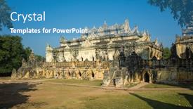  Presentation with heritage - Cool new PPT theme with burmese-heritage-architecture-yellow-moldy backdrop and a teal colored foreground