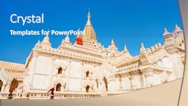  Presentation with traditional - Beautiful presentation theme featuring burmese parasol visiting ananda pagoda backdrop and a teal colored foreground