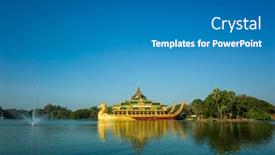  Presentation with golden palace - Theme with burmese-royal-barge-golden-karaweik background and a teal colored foreground