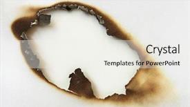  Presentation with burning paper - PPT layouts consisting of burn hole in white paper background and a sky blue colored foreground