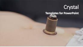  Presentation with traditional chinese medicine - PPT theme consisting of burn patients - chinese traditional medicine moxibustion therapy background and a dark gray colored foreground