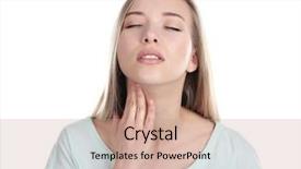  Presentation with pain - Audience pleasing presentation design consisting of burn patients - sick young woman having pain backdrop and a coral colored foreground