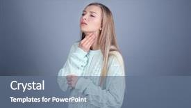  Presentation with woman in pain - Audience pleasing slide set consisting of burn patients - sick young woman having pain backdrop and a ocean colored foreground