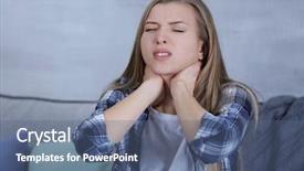  Presentation with pain - Beautiful PPT theme featuring burn patients - sick young woman having pain backdrop and a ocean colored foreground