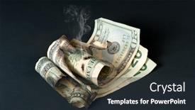  Presentation with bills - Beautiful slide deck featuring burned-20-dollar-bills-smoldering backdrop and a wine colored foreground