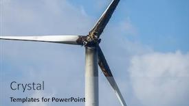  Presentation with blue sky - Amazing theme having burned-damaged-wind-turbine-against backdrop and a light blue colored foreground