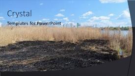  Presentation with water animal to land animal - Colorful presentation theme enhanced with burned-land-in-city-near backdrop and a  colored foreground