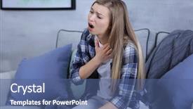  Presentation with home - Slide deck enhanced with burned patient intensive care - sick young woman coughing background and a ocean colored foreground