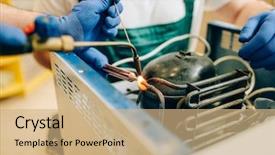  Presentation with worker - Cool new theme with burner repairs cooling system backdrop and a coral colored foreground