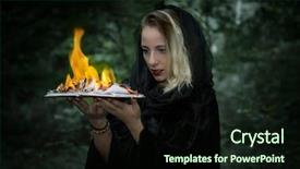  Presentation with book burning - Audience pleasing PPT theme consisting of burning book in the forest backdrop and a wine colored foreground