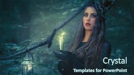  Presentation with book burning - PPT theme featuring burning book in the forest background and a ocean colored foreground