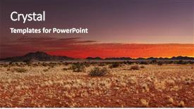  Presentation with kalahari - Amazing PPT theme having burning bush - colorful sunset in kalahari desert backdrop and a tawny brown colored foreground
