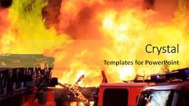  Presentation with bush fire - Amazing slides having burning bush - extinguishing big fire backdrop and a yellow colored foreground