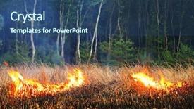  Presentation with bush fire - PPT theme with burning bush - fire in the wood background and a ocean colored foreground