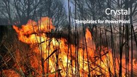  Presentation with bush fire - Beautiful presentation theme featuring burning bush - hdr fire of grass backdrop and a ocean colored foreground