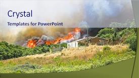  Presentation with forest fire - Cool new PPT theme with burning bush - huge forest fire threatens homes backdrop and a sky blue colored foreground
