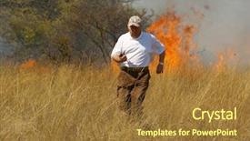  Presentation with bush fire - Amazing PPT layouts having burning bush - man escaping fire backdrop and a tawny brown colored foreground