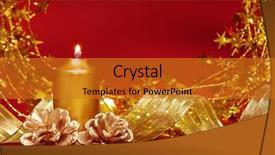  Presentation with candle christmas - Audience pleasing PPT theme consisting of burning candle and christmas ornament on the red backdrop and a gold colored foreground