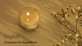  Presentation with candle - Presentation theme consisting of burning-candle-and-gypsophila-flower background and a coral colored foreground