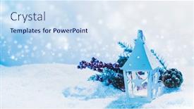  Presentation with candle christmas - Amazing presentation having burning candle in lantern and christmas decoration on snow backdrop and a sky blue colored foreground